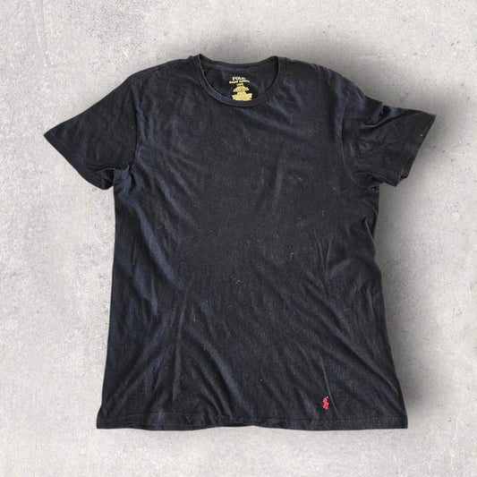 Polo Ralp Lauren Black Polo Tee - XL Lizard Vintage Clothes Polos