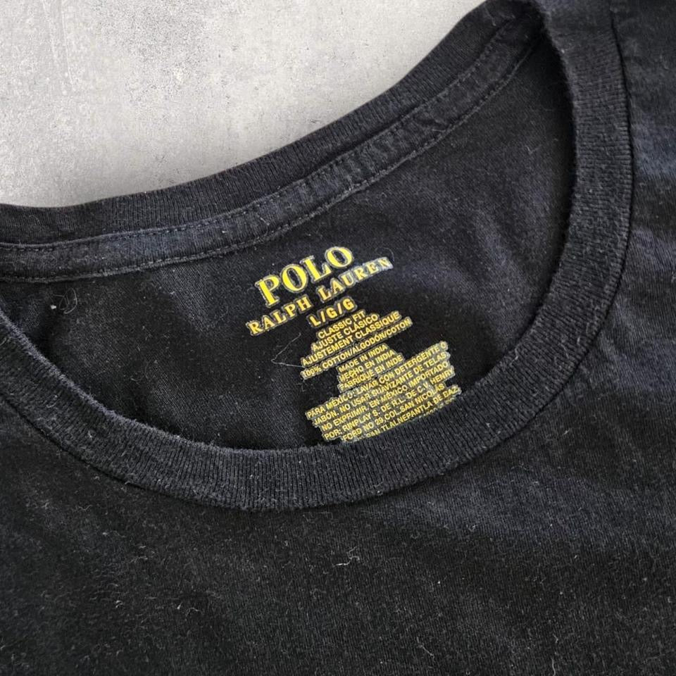 Polo Ralp Lauren Black Polo Tee - XL Lizard Vintage Clothes Polos