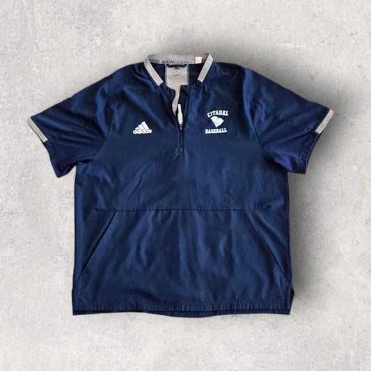 Navy Adidas Baseball 1/4 Zip - XLJacketsLizard Vintage Clothes