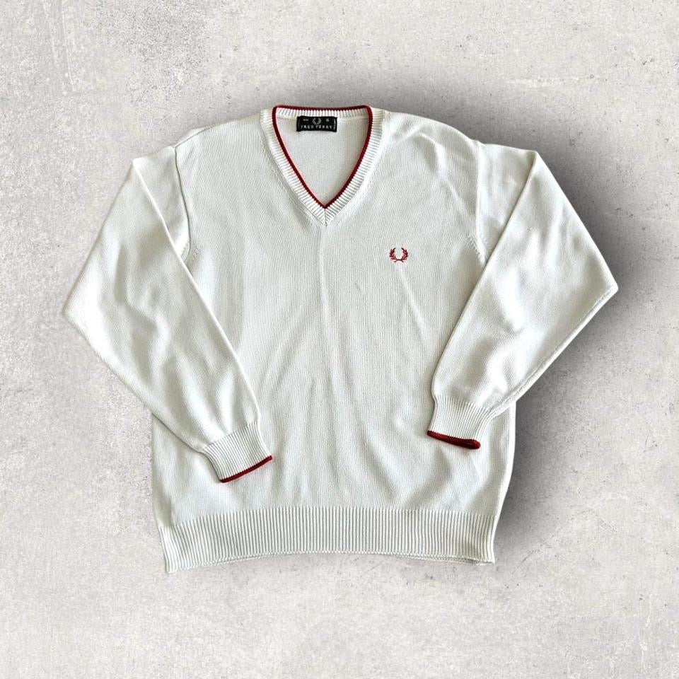 Fred Perry V-Neck Sweater - MSweatersLizard Vintage Clothes