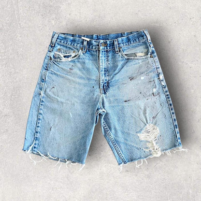 Carhartt Blue Short Jeans - W34Denim ShortsLizard Vintage Clothes