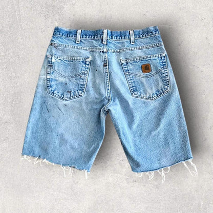 Carhartt Blue Short Jeans - W34Denim ShortsLizard Vintage Clothes