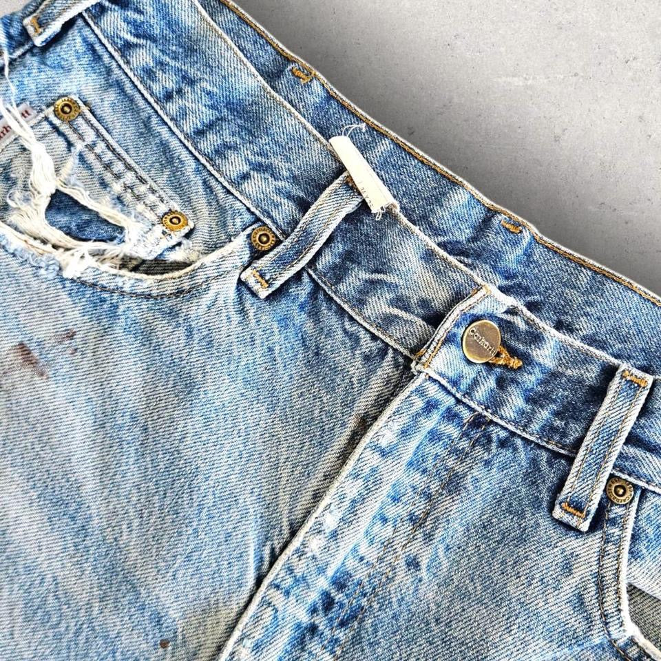 Carhartt Blue Short Jeans - W34Denim ShortsLizard Vintage Clothes