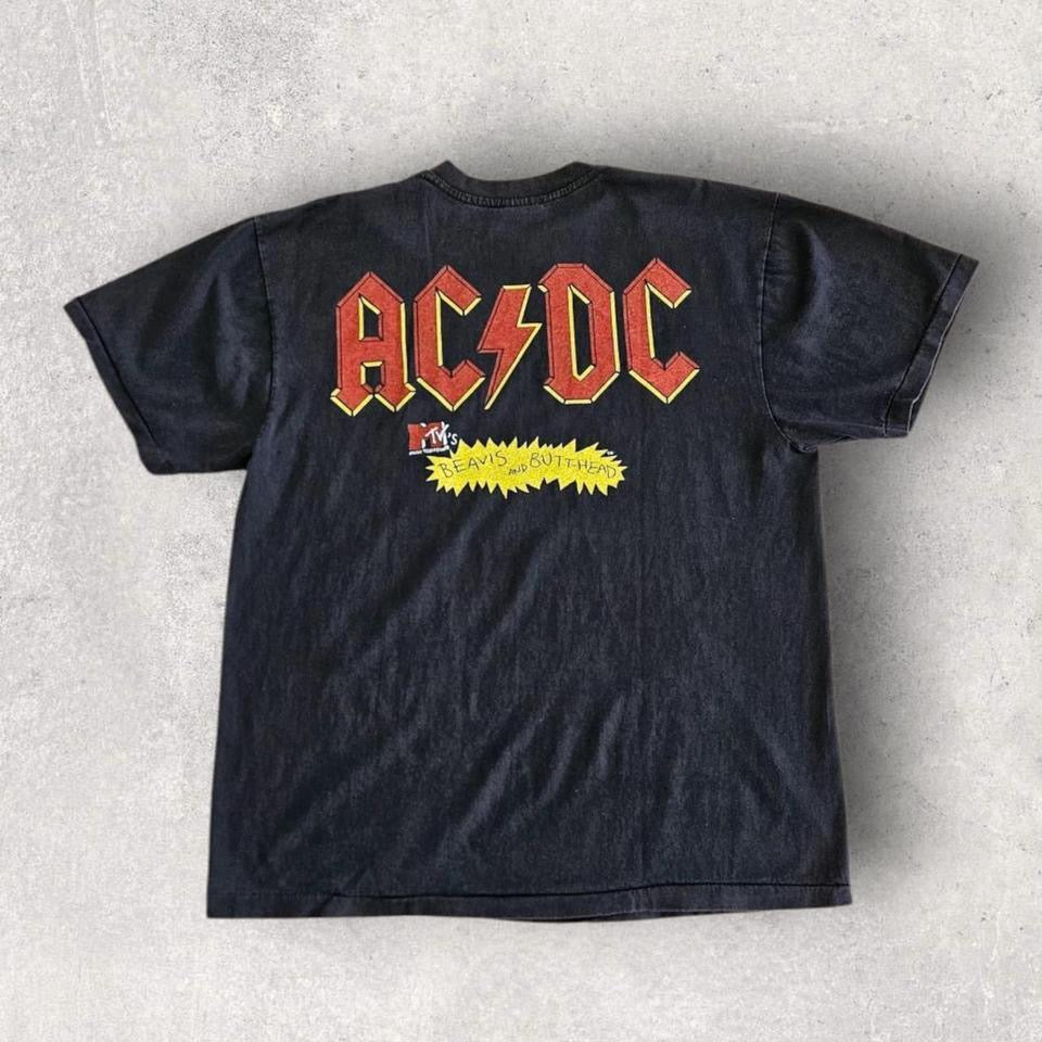 Beavis and ButtHead AC/DC T-shirt XL חולצת וינטאג ביוויס ובאטהד עם הדפס AC/DC במידה XL