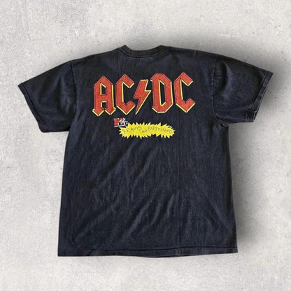 Beavis and ButtHead AC/DC T-shirt XL חולצת וינטאג ביוויס ובאטהד עם הדפס AC/DC במידה XL