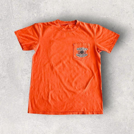 Harley Davidson Orange Pocket Tee חולצת הרלי דיוידסון כתומה מידה M
