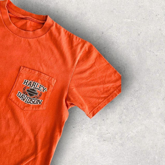 Harley Davidson Orange Pocket Tee חולצת הרלי דיוידסון כתומה מידה M