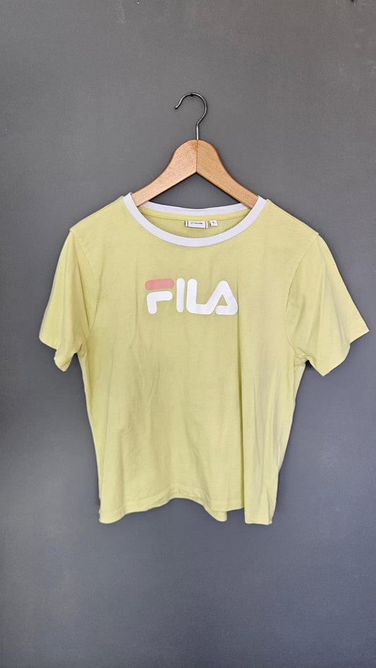 Womans Fila Green Logo Tshirt - L חולצת טי פילה ירוקה לנשים וינטג'