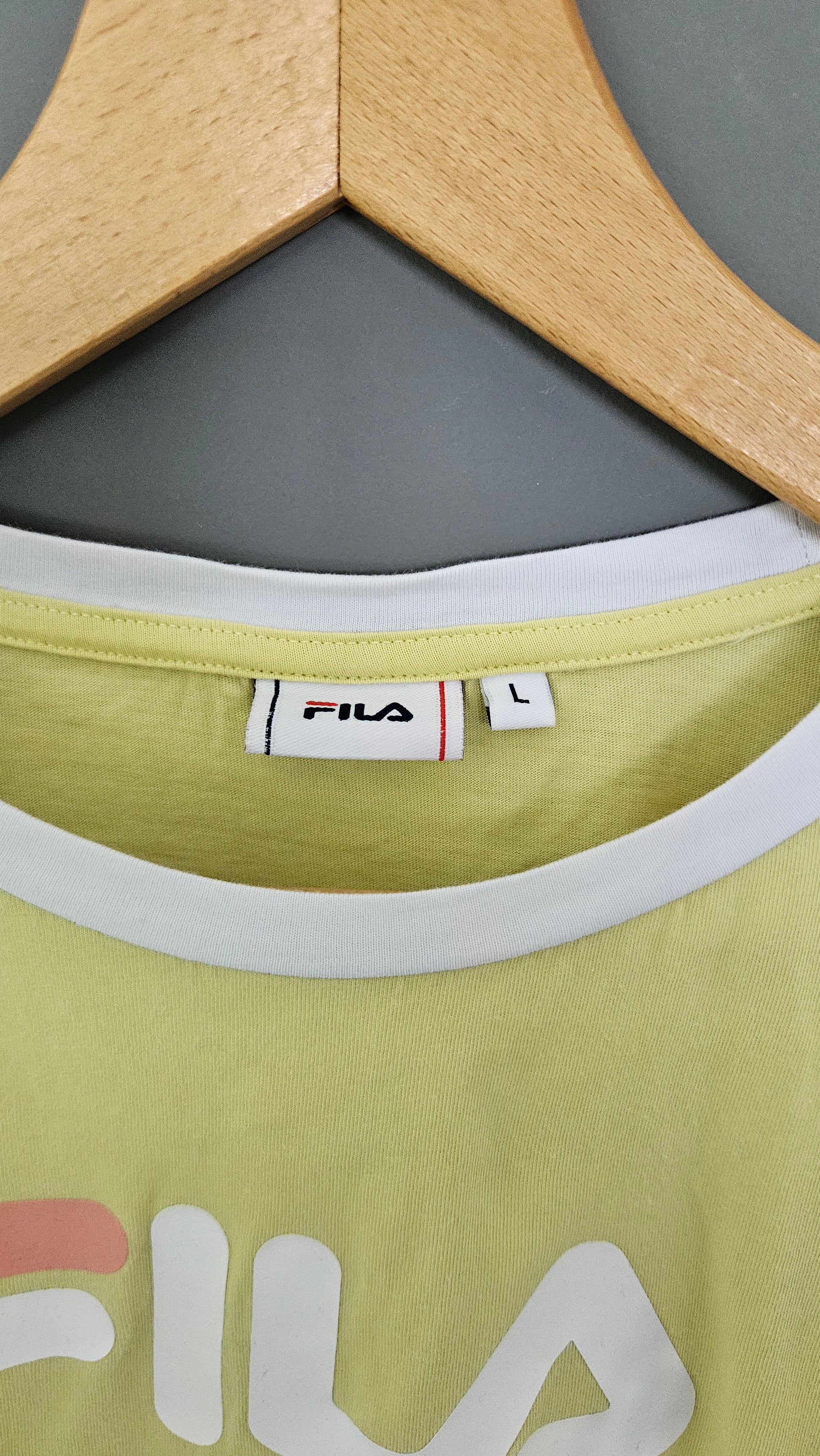 Womans Fila Green Logo Tshirt - L חולצת טי פילה ירוקה לנשים וינטג'