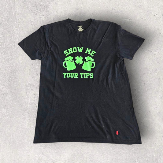 Polo Ralph Lauren Print Tshirt - L חולצת טי פולו ראלף לורן מודפסת וינטג'