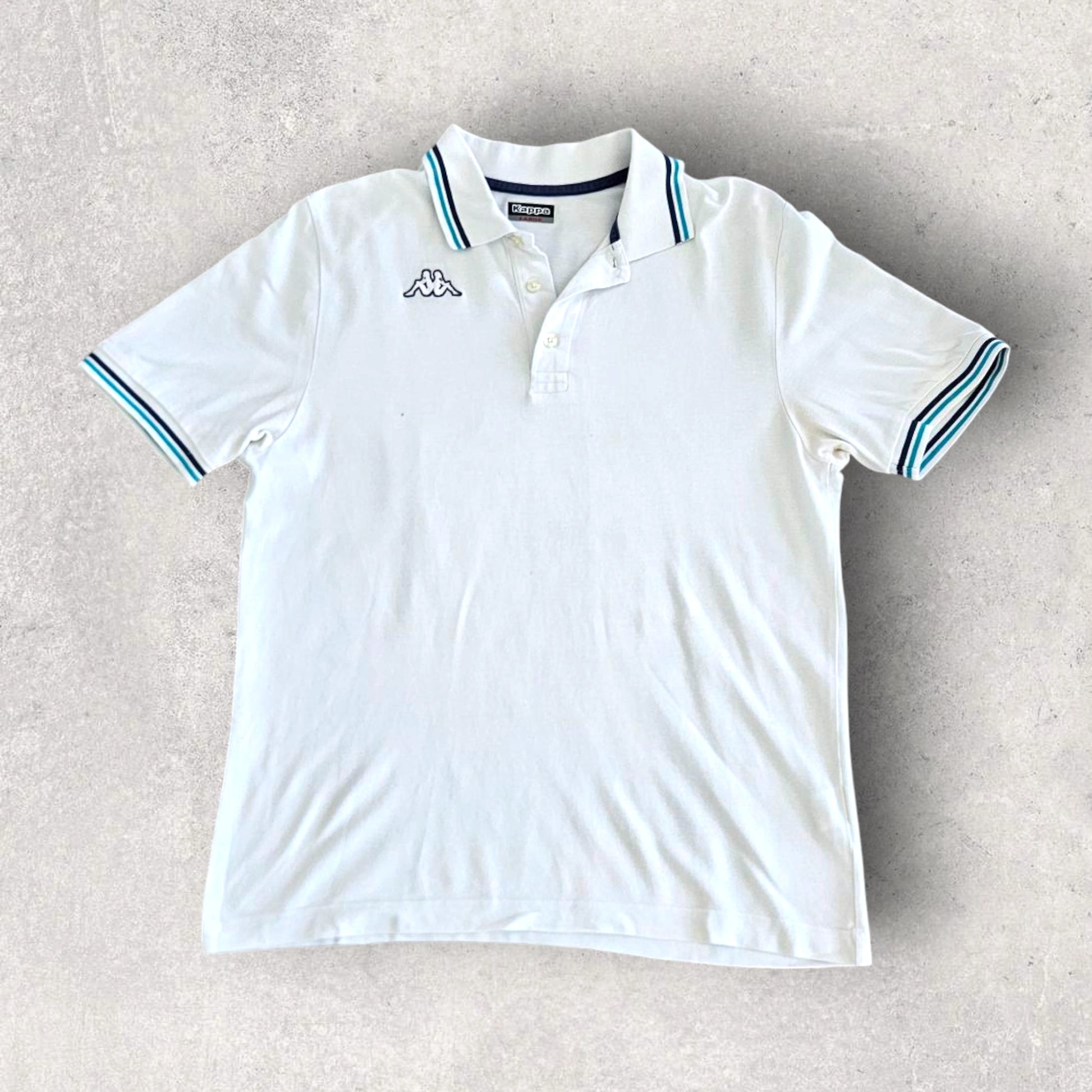 Kappa White Polo Tee - L, חולצת פולו לבנה קאפה