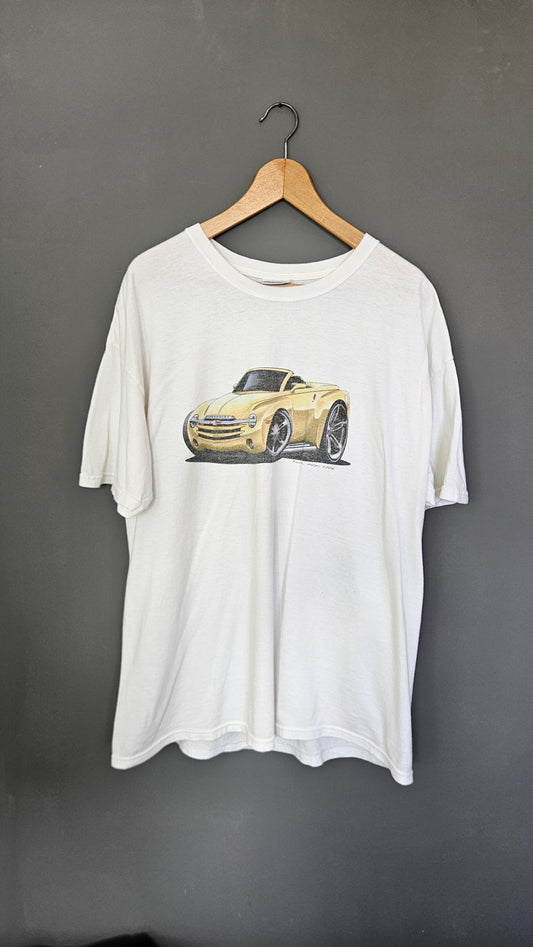 Hanes White Graphic Tshirt - XL חולצת טי גרפית לבנה האיינס וינטג' יד שנייה