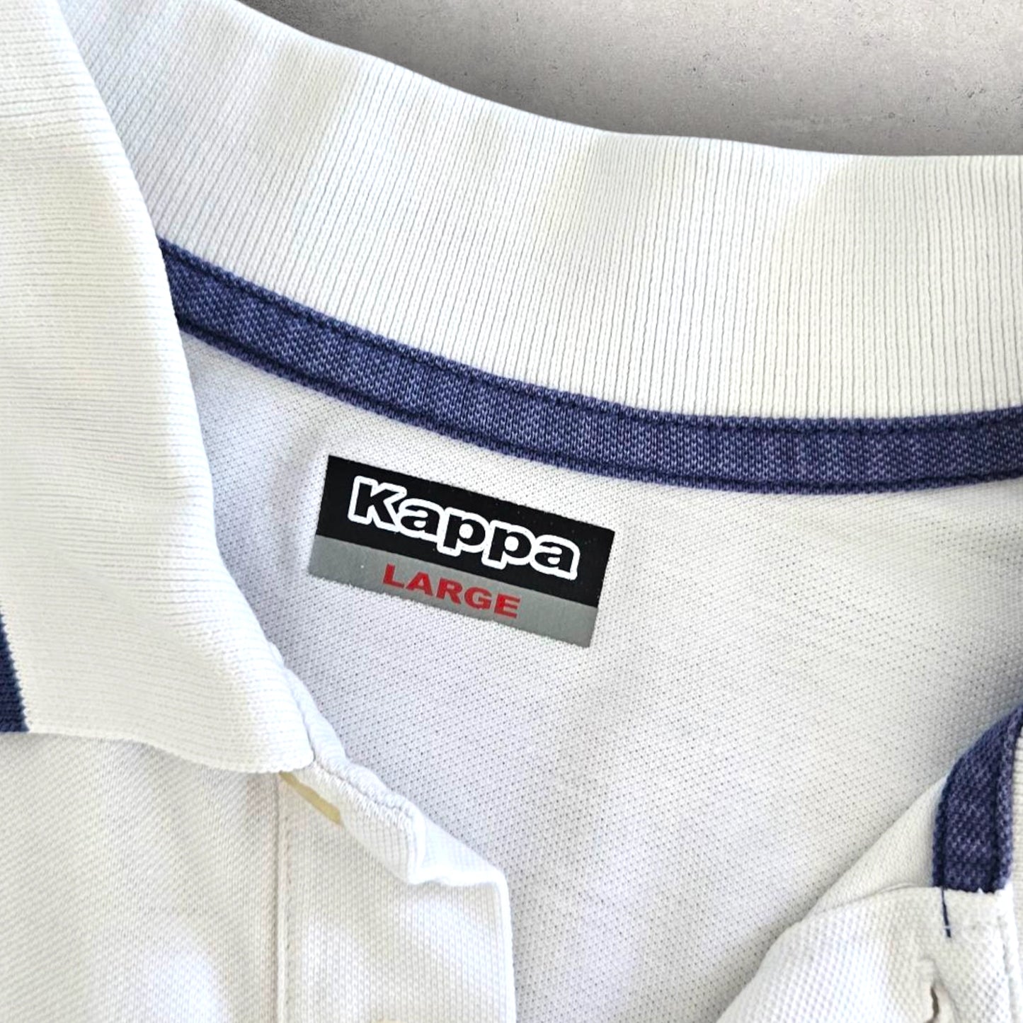 Kappa White Polo Tee - L, חולצת פולו לבנה קאפה