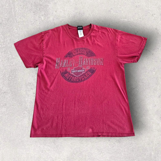 Harley Davidson Red Logo Tshirt XL - חולצת הארלי דייווידסון וינטג'