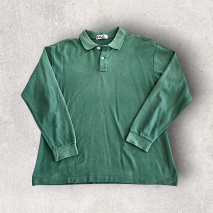 Fila Long Sleeve Polo Tee - XL, חולצת פולו ארוכה פילה
