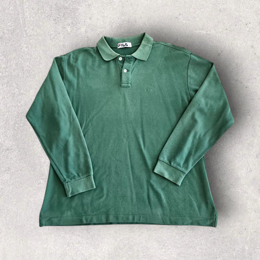 Fila Long Sleeve Polo Tee - XL, חולצת פולו ארוכה פילה