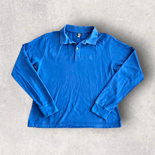Sergio tachinni Blue Long Sleeve Polo - S חולצת פולו כחולה עם שרוולים ארוכים של סרג’יו טאצ’יני, מידה S